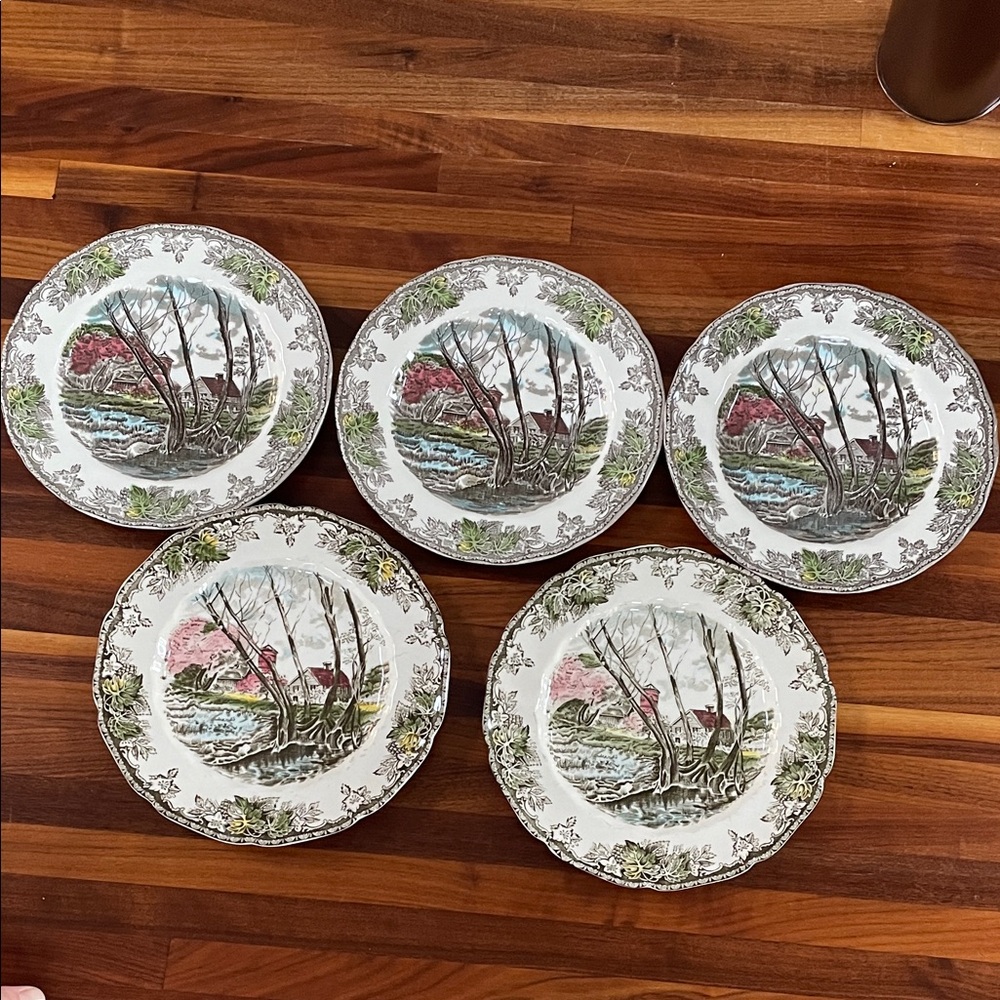 The Friendly Village - Willow By The Brook - Dessert Appetizer Plates (5 pieces)